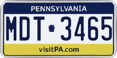 PA license plate MDT3465