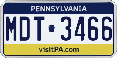 PA license plate MDT3466