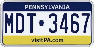 PA license plate MDT3467