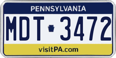 PA license plate MDT3472
