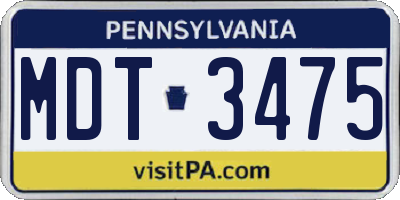 PA license plate MDT3475