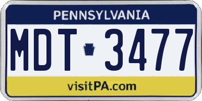 PA license plate MDT3477