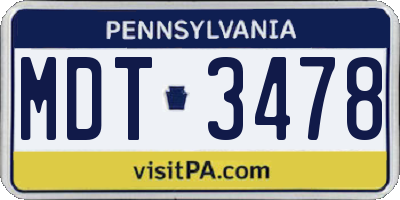 PA license plate MDT3478