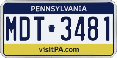 PA license plate MDT3481