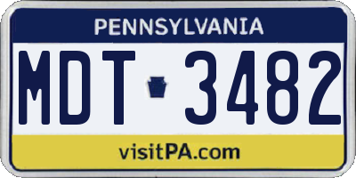 PA license plate MDT3482