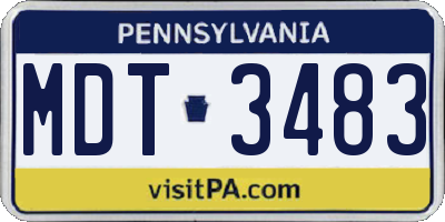 PA license plate MDT3483