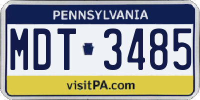PA license plate MDT3485