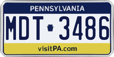 PA license plate MDT3486
