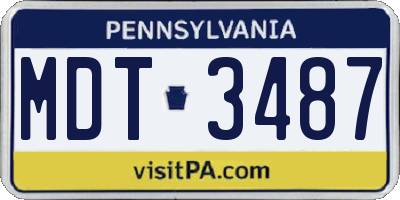 PA license plate MDT3487