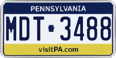 PA license plate MDT3488