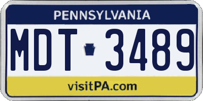 PA license plate MDT3489