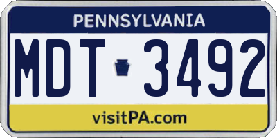 PA license plate MDT3492
