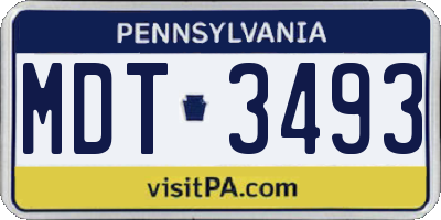 PA license plate MDT3493