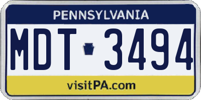 PA license plate MDT3494