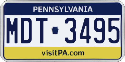 PA license plate MDT3495