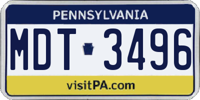 PA license plate MDT3496