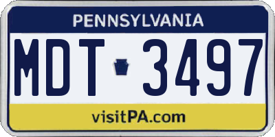PA license plate MDT3497