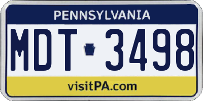 PA license plate MDT3498