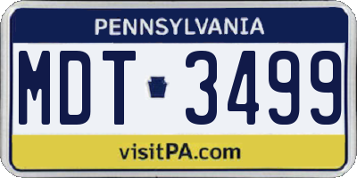 PA license plate MDT3499