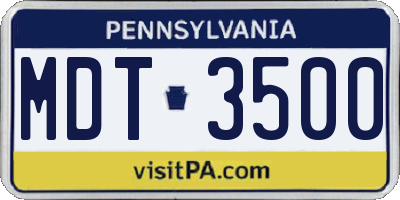 PA license plate MDT3500