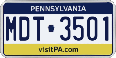 PA license plate MDT3501