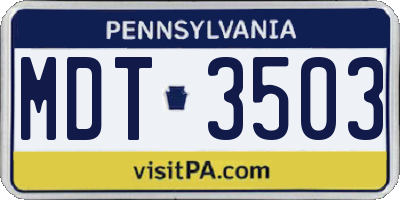 PA license plate MDT3503