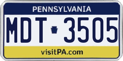 PA license plate MDT3505