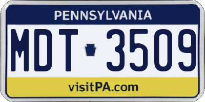 PA license plate MDT3509