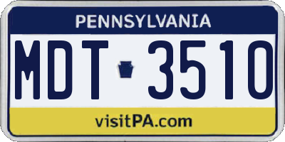PA license plate MDT3510