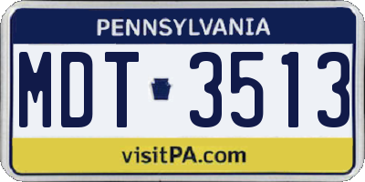 PA license plate MDT3513