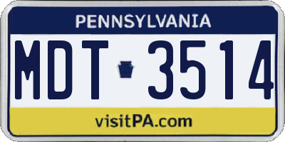 PA license plate MDT3514