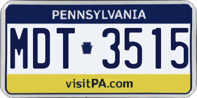 PA license plate MDT3515