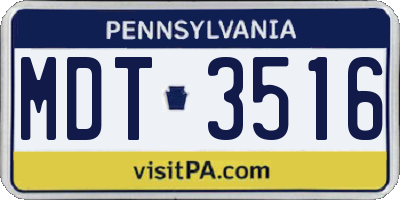 PA license plate MDT3516