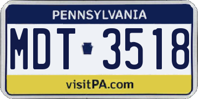 PA license plate MDT3518