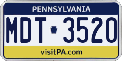 PA license plate MDT3520