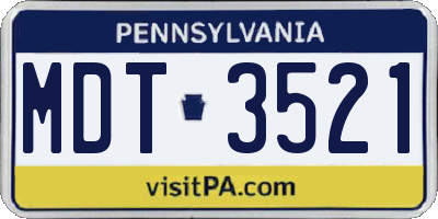 PA license plate MDT3521