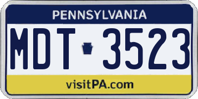 PA license plate MDT3523