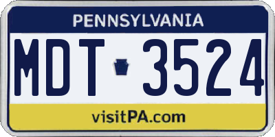 PA license plate MDT3524