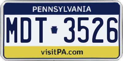 PA license plate MDT3526