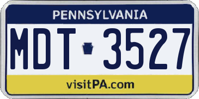 PA license plate MDT3527