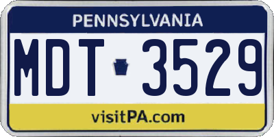 PA license plate MDT3529