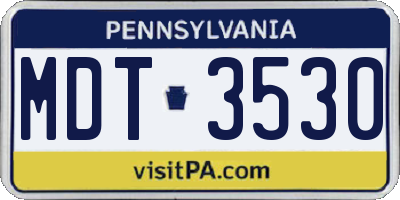PA license plate MDT3530