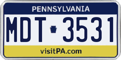 PA license plate MDT3531