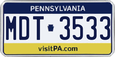 PA license plate MDT3533