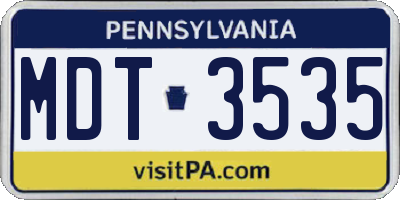 PA license plate MDT3535