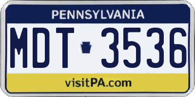 PA license plate MDT3536