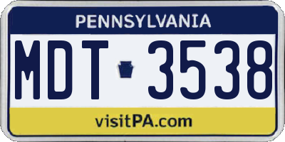 PA license plate MDT3538
