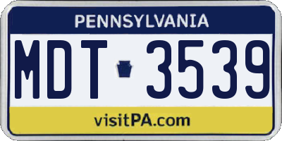 PA license plate MDT3539