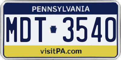 PA license plate MDT3540