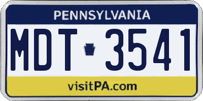 PA license plate MDT3541